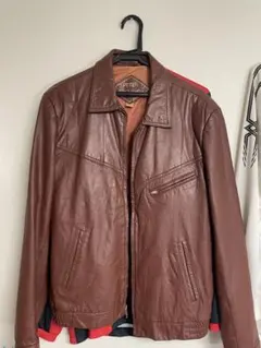 ブラウンレザーシングルライダースジャケット