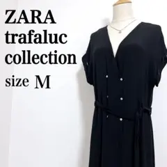 【ザラ トラファルクコレクション】ダブルボタンVネックベルト付きロングワンピース