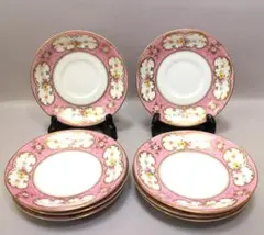 オールドノリタケ ピンク花柄 ソーサー 8枚セット