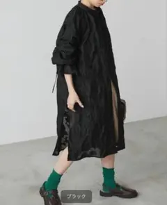 forksy シアージャガードキャンディスリーブチュニックシャツワンピース