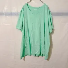 美品✨️ Lands' End ミントグリーン Vネック Tシャツ 2X 半袖