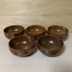 木製 汁椀 5客セット 花柄　桂由美のサムネイル