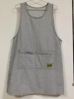 ストライプエプロン 前面ポケット付き