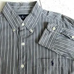 ラルフローレン 90's ストライプボタンダウンシャツ ブルー系ML大きいサイズ