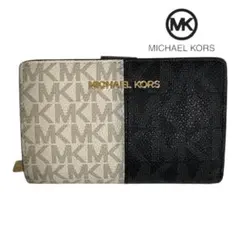 【美品】MICHAEL KORS 　二つ折り財布　財布　ブラックコンボ