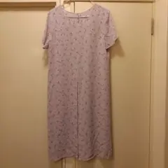 9号　薄紫色 花柄 半袖 ロングワンピース　クリーニング済