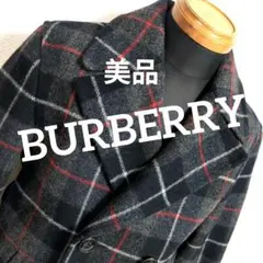 ez8 バーバリー ノバチェック ダブルブレスト ピーコート ウール メンズM
