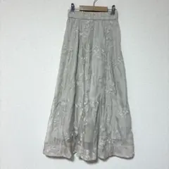 COCODEAL✨良品　ロングスカート　シフォン　フラワー刺繍　ベージュ系