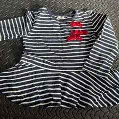 petit ange ストライプ 長袖カットソー 130 ペプラムトップス