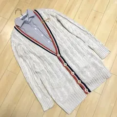 FORSTE フェアステ　ケーブルニット Vネックカーディガン　ブローチ付き