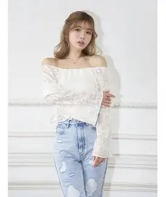 Darich ダーリッチDarlingレースシャーリングトップス　2wayのサムネイル