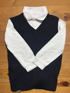 Vネック ニットベスト ネイビー スクールベスト 120サイズ
