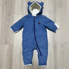 くま耳 カバーオール デニム風 80 ベビー 防寒着
