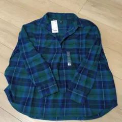 難あり　フランネルチェック　スキッパーシャツ新品