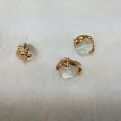 天然石　水晶に金メッキ四神の　玄武　青龍　白虎　3個セット　アクセサリーパーツ
