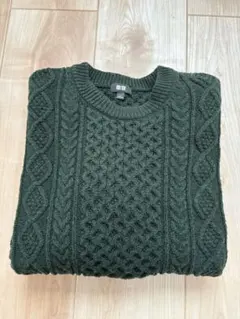 UNIQLO ユニクロ　ダークグリーン ケーブルニット Lサイズ