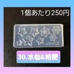 【30.水仙&桔梗】 シリコン モールド ユリ 水仙 星 太陽 等 ミニサイズC