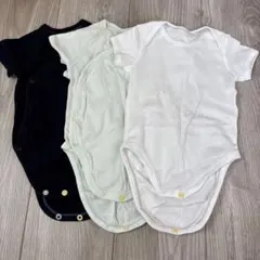 ベビー肌着 半袖 3枚セット 黒 白 薄緑