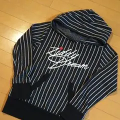 ZIDDY☆ストライプデザインパーカー F 160㎝☆黒 モノトーンのサムネイル