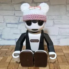 ロボホン*ニット帽✕くま耳*ホワイト✕ピンク✕リボン*ハンドメイド♪