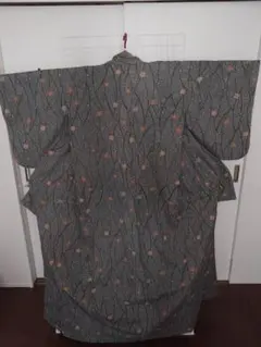 美品　洗える着物　小紋　袷　花柄