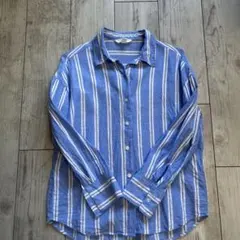 おすすめ　H&M 綺麗な発色のリネンブレンドオーバーサイズシャツ　リネンシャツ