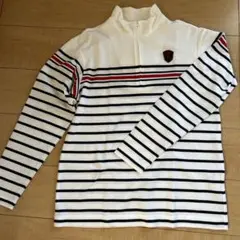 adabat ストライプ ハーフジップ シャツ M
