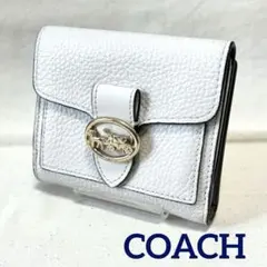 【美品】COACHコーチ財布 ゴールドホースチャーム レザー ホワイト