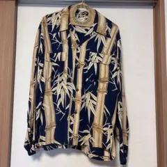 SUN SURF アロハシャツ 長袖 竹柄 ネイビーのサムネイル