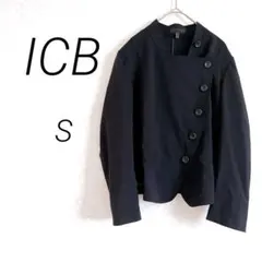 ICB 長袖ジャケット　羽織り　冷房対策　S ネイビー　薄手　斜めボタン