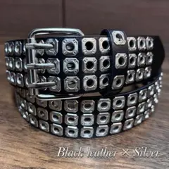 Silver Men's Belt, Rivet Belt, 3-Hole, Grunge Style