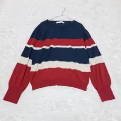PEGGY LANA FREE 日本製 ボーダーニット 金ボタン ボリューム袖