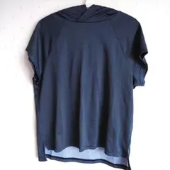 フード付き 速乾Tシャツ Mサイズ ラグラン袖 ネイビー