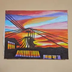 【アリゾナの夕日】手描き 肉筆 クレヨン画 絵画 A4サイズ 814,額装 アリゾナの夕日】手描き 肉筆 クレヨン画 絵画 A4サイズ 814,額装