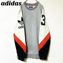 アディダス adidas スウェット トレーナー トレフォイルロゴ プリント　M