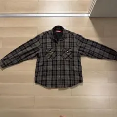 Supreme ジップアップシャツ L ブラック/ホワイトチェック - メルカリ
