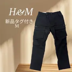 H&M メンズ ブラック カーゴパンツ ジョガーパンツ ナイロン M