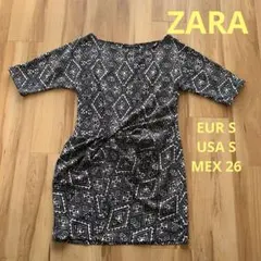 ZARA WOMAN ザラ 5部袖ワンピース　膝丈ワンピ