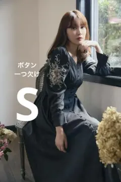 訳あり❣️Her lip to 刺繍　シャツワンピース ブラック S 黒