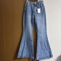 ハイウエスト フレアデニムパンツ ブルー