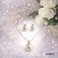 【高見え】一粒パール　ネックレス&ピアス　10mm フォーマル　ホワイトデー