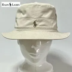 【美品】Polo Ralph LaurenポニーロゴコットンバケットハットBG