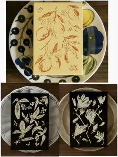 3点セット　まとめ売り　大判　木製スタンプ　デザイン　背景　はんこ　コラージュ