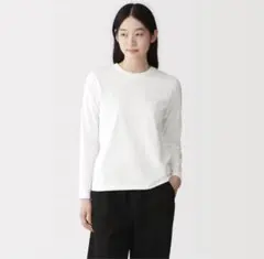 無印良品 ホワイト 長袖 Tシャツ ラウンドネック