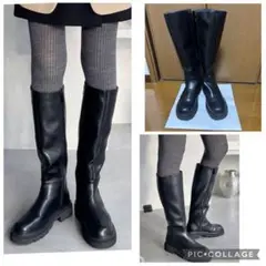 LE TALON モールドソールロングブーツ ブラック Ｌサイズ
