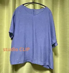 studio CLIP フレンチスリーブ 麻 100% 後ボタン開きのサムネイル