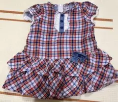 ミキハウス　チェック柄フリルワンピース 80