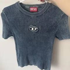 【DIESEL】ディーゼル リブニット 半袖トップス　デニム　ロゴ