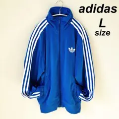adidas アディダス トラックジャケット 刺繍 ファイヤーバード L ブルー