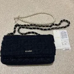 snidel スナイデル　ネイビー ツイード　ショルダーバッグ パール